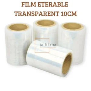 Film étirable transparent 10cm, rouleaux de plastique résistant pour emballer, protéger et sécuriser des objets ou colis de petite taille.
