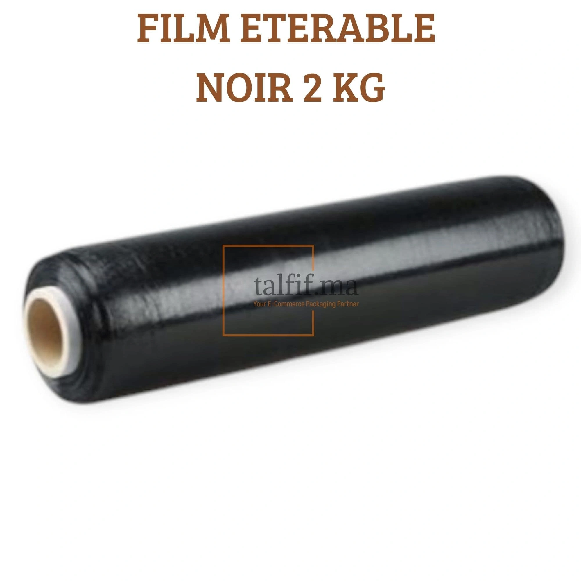 film étirable noir 2 kg, extensible et résistant, idéal pour protéger et stabiliser vos colis ou produits.