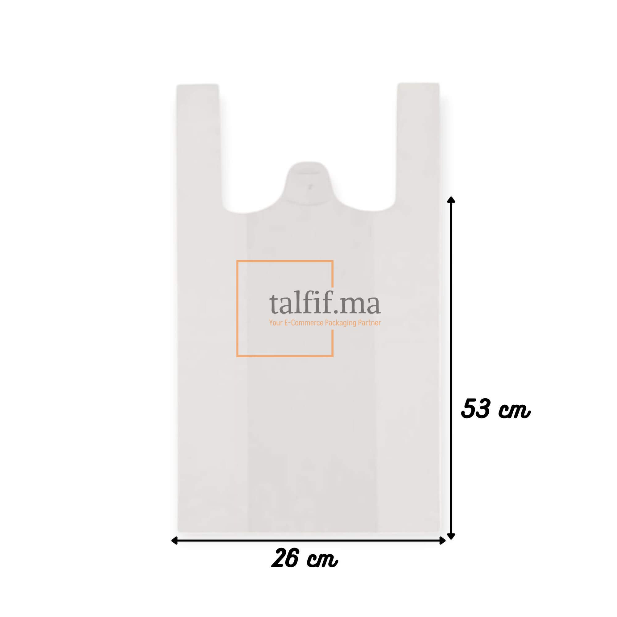 sac non tissé blanc de 53x26 cm avec poignées