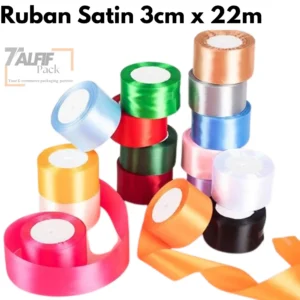 Rouleaux de ruban satin 5cm x 22m, disponibles en couleurs variées, parfaits pour les décorations, les emballages cadeaux et les projets créatifs.