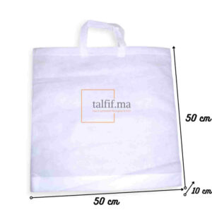 sac non tissu 50x50x10 cm blanc avec poignées,