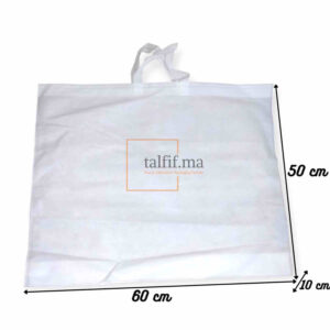 sac non tissé blanc de 60x50x10 cm avec poignées