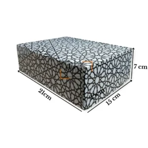 Boîte en carton carrée 15x21x7cm décorée de motifs Zellige marocain