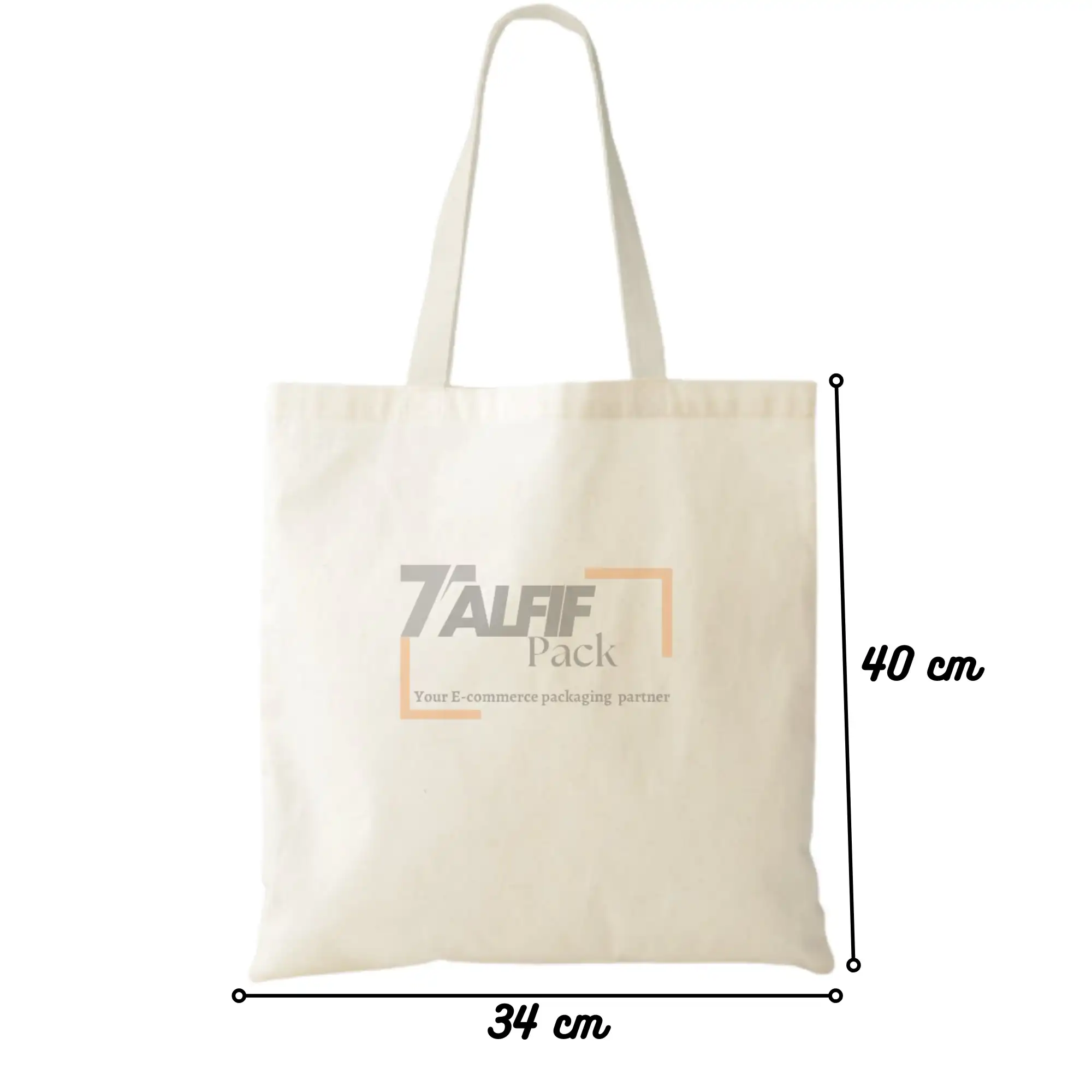 Sac shopping en tissu 40x34 cm réutilisable pour emballage professionnel.