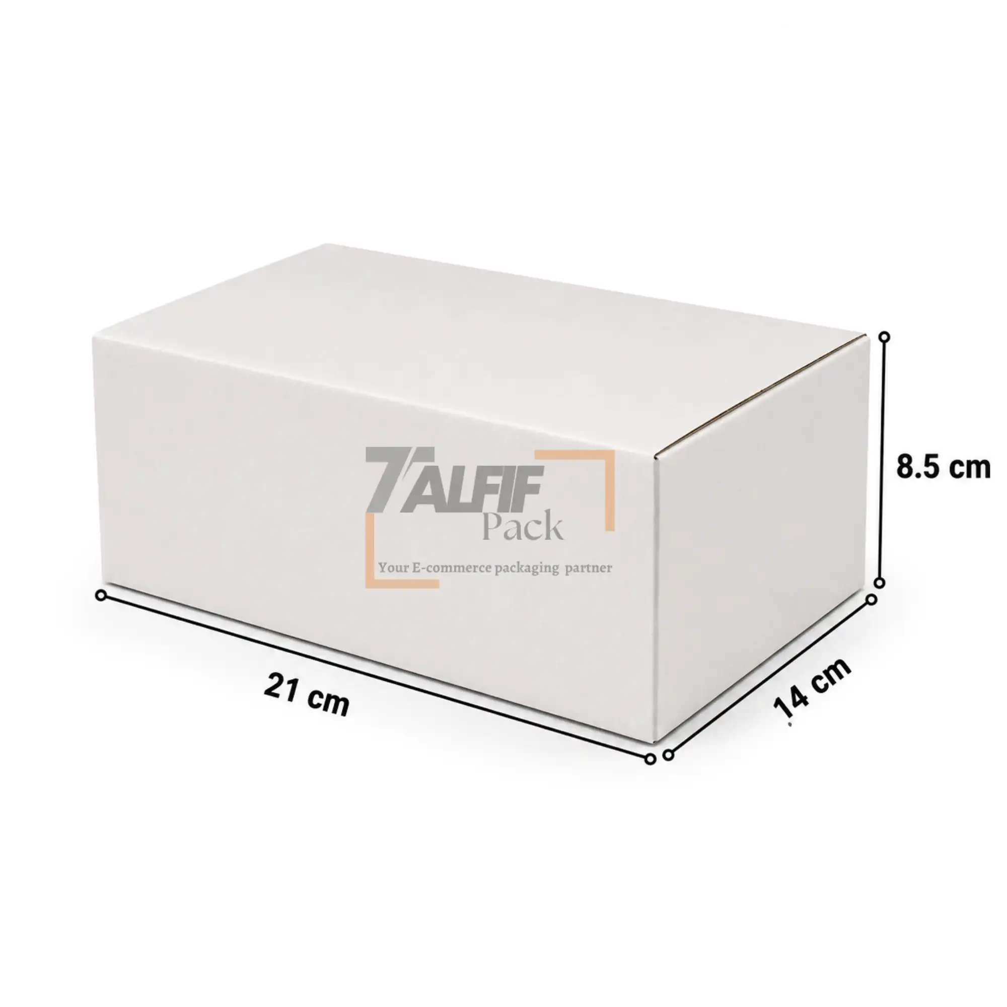 Caisse en carton blanc 21x14x8.5 cm pour emballage et expédition.