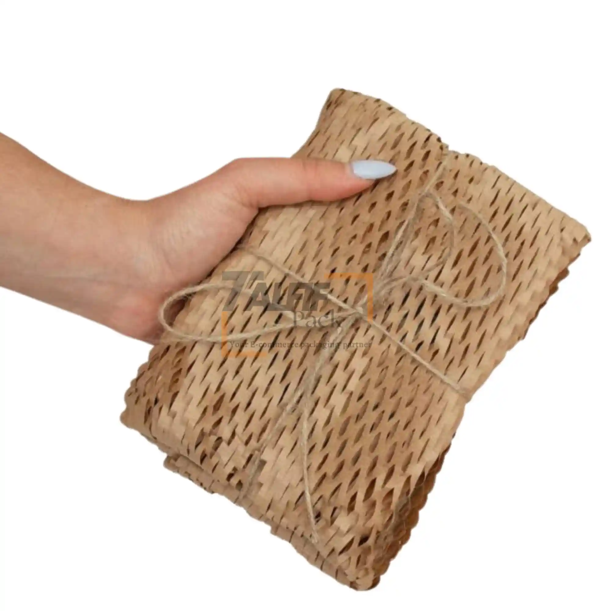 Papier d'emballage alvéolé en nid d'abeille écologique pour protéger les bouteilles, verres et produits fragiles.